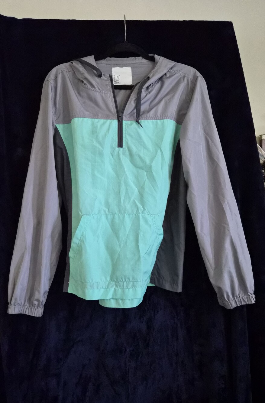 Zine Clothing Teal and Gray Half-Zip Hooded Pullover